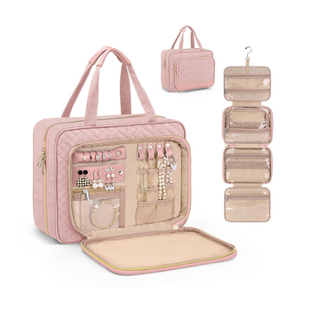 Geantă de toaletă pentru călătorii, cu spațiu pentru bijuterii, impermeabilă, din poliester