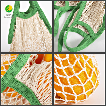 Памучна мрежеста чанта за пазаруване, многократна употреба; без дъно и страни; ситопечат; тегло 70 g