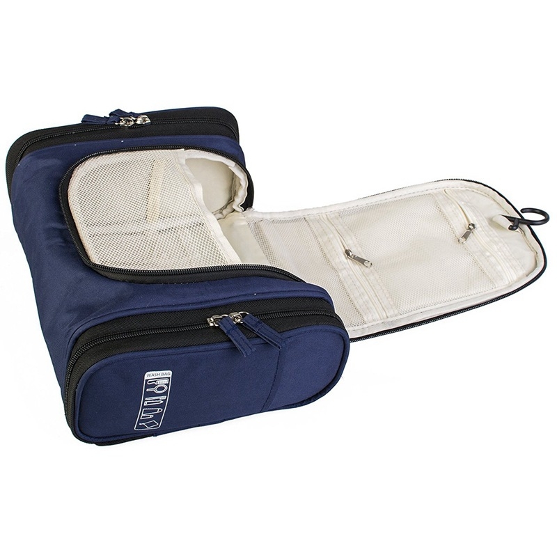 Dvigubai atidarymui pakabinama kosmetinė, poliesterio Oxford audinys, paprastas ir šiuolaikiškas stilius, kelionėms saugojimui