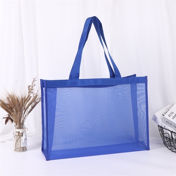 Nailono tinklo krepšys su dideliu talpa, nešiojamas, tuščias dizainas logotipo spausdinimui termo perdavimo būdu; medžiaga: 136g/160g nailono tinklas; panaudojimas: bendras įpakavimas