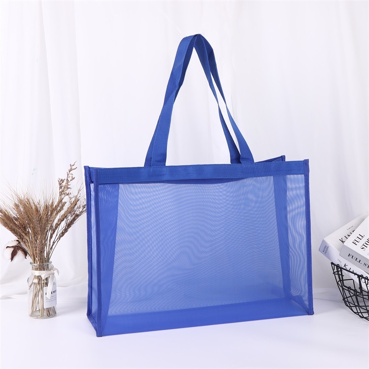 Nailono tinklo krepšys su dideliu talpa, nešiojamas, tuščias dizainas logotipo spausdinimui termo perdavimo būdu; medžiaga: 136g/160g nailono tinklas; panaudojimas: bendras įpakavimas