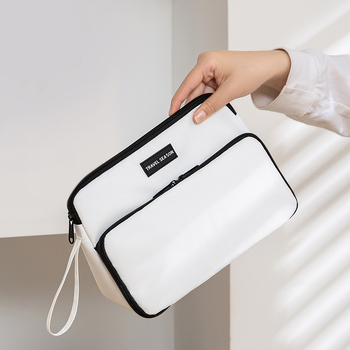 Trikampė vyriška kosmetikos rankinė kelionėms, didelė talpa, sausai–drėgnam atskyrimui, vandeniui atspari, 600D medžiaga