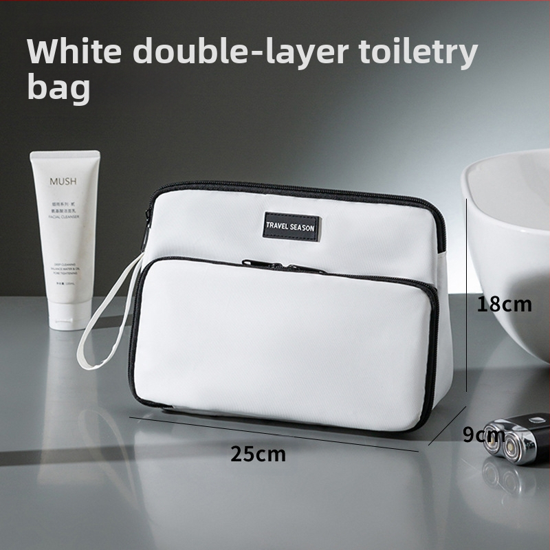 Trikampė vyriška kosmetikos rankinė kelionėms, didelė talpa, sausai–drėgnam atskyrimui, vandeniui atspari, 600D medžiaga