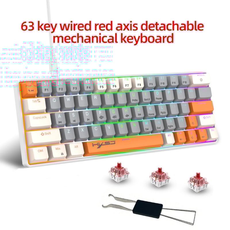 Laidinė žaidimų mechaninė klaviatūra su 63 klavišais, apšvietimas, 1,75 m laidas