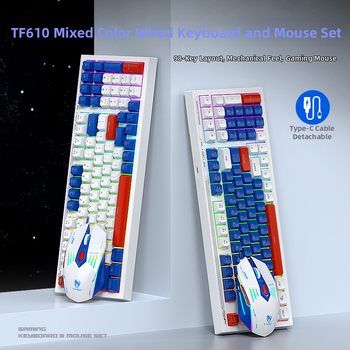TF610 žaidimų klaviatūros ir pelės komplektas, USB laidinis ryšys, apšvietimas, ergonomiškas dizainas, DPI 1200/1800/2400/3600
