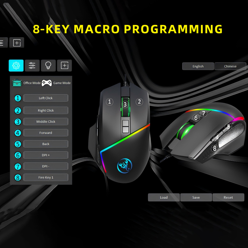 A876 laidinė pelė, 6400 DPI, 7 mygtukai, USB, ergonomiška