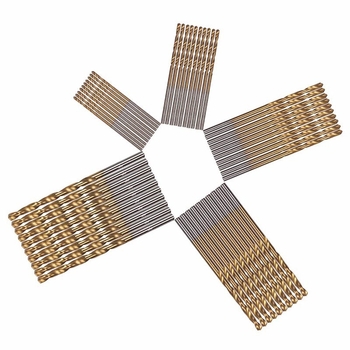 HIAIM τιτάνιο-επικαλυπτα σπειροειδή τρυπάνια, HSS 4241, ίσιο άξονας, σετ 50 τεμάχια για ξυλουργική