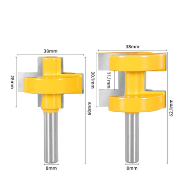 Σετ δύο φρεζών ξύλου – πλευρικές φρεζές για δάπεδα, κοίλες/εξέχουσες ενώσεις, καλυμμένες, κράμα σκληρό