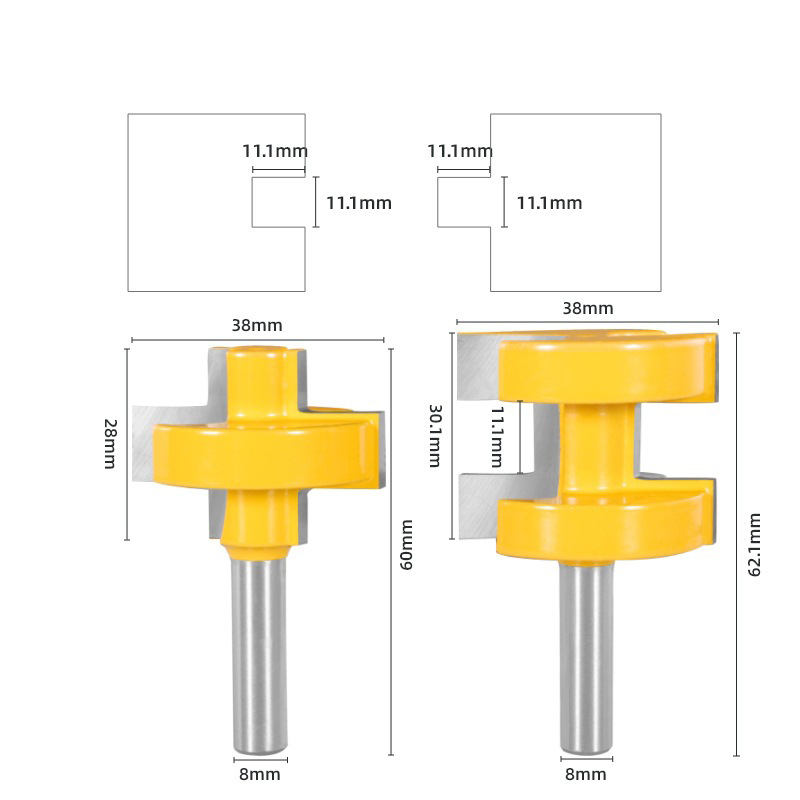 Σετ δύο φρεζών ξύλου – πλευρικές φρεζές για δάπεδα, κοίλες/εξέχουσες ενώσεις, καλυμμένες, κράμα σκληρό