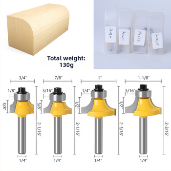 Σετ φρεζών ξυλουργικής, 4 τεμάχια – σφαιρική μύτη, κράμα, κοπτικό αυλακώσεων