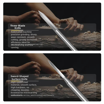 Kardo formos medžio raižymo peilis su 6 elektriniais graviravimo grąžtais