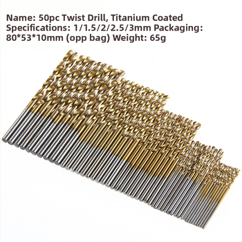 MY IDEAL Σετ 50 τρυπανιών στριφτών για ξύλο, διμεταλλικό τιτάνιο-επικάλυψη