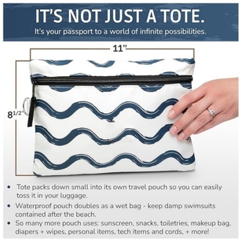 Μεγάλη αδιάβροχη και ανθεκτική σε άμμο τσάντα παραλίας για ταξίδια – πτυσσόμενη, φορητή, χωρητικότητα 36–55 L, πολυεστέρας, ριγέ σχέδιο