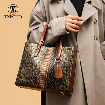 Комплект чанти майка и дете със змийски принт, PU кожа, хоризонтална квадратна форма, цип, джоб за мобилен телефон, триизмерна външна чанта (есен 2024)