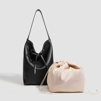 Minti bucket από PU δέρμα, μαλακή υφή, κορεατικό αστικό στυλ, επένδυση πολυεστέρα, bucket σχήμα, ανοιχτό άνοιγμα, εσωτερική θήκη με φερμουάρ, μία λουρί, καθημερινή χρήση
