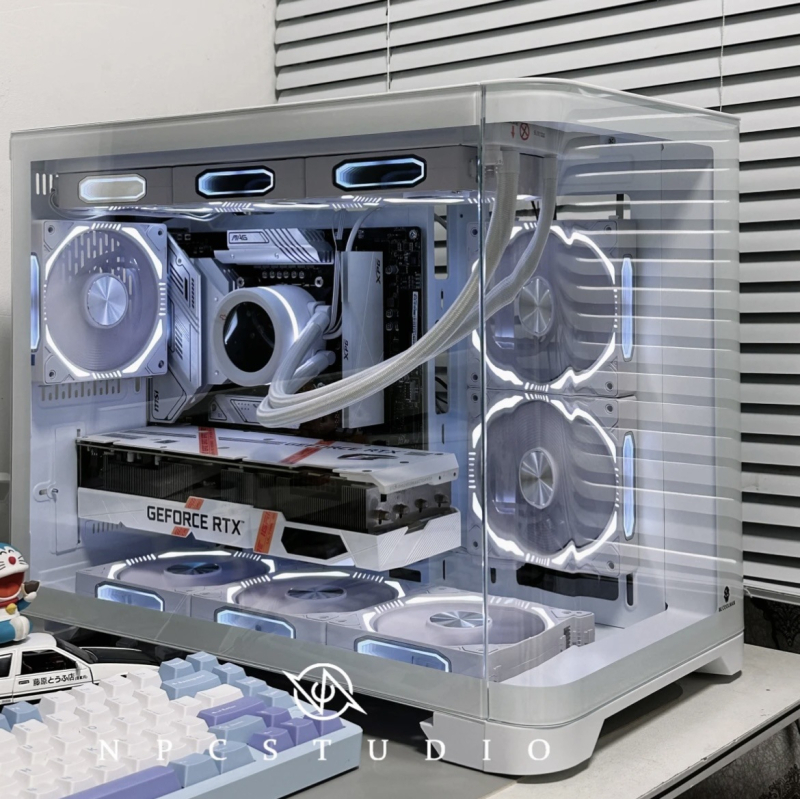 Θήκη υπολογιστή για επιφάνεια εργασίας με υδρόψυξη 360 mm, συμβατή με ATX μητρικές, πλευρικός πάνελ από καμπύλο γυαλί χωρίς στύλους, κατασκευή από ψυχροκυλιόμενο χάλυβα, εμπρόσθια USB 3.0