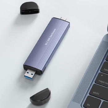 M.2 NVMe/NGFF SSD korpuss ar dubulprotokolu USB 3.0 un Type-C, alumīnija sakausējuma korpuss, atbalsta līdz 2 TB, ātrums līdz 10 Gbps