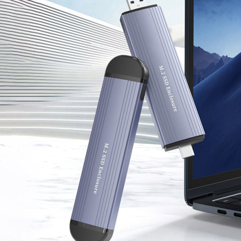 M.2 NVMe/NGFF SSD korpuss ar dubulprotokolu USB 3.0 un Type-C, alumīnija sakausējuma korpuss, atbalsta līdz 2 TB, ātrums līdz 10 Gbps