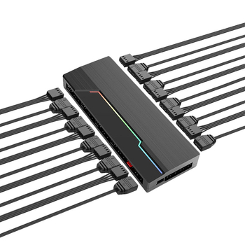 Универсален ARGB PWM хъб за вентилатори, двойно 10-канален, 5V 3-пин контролер