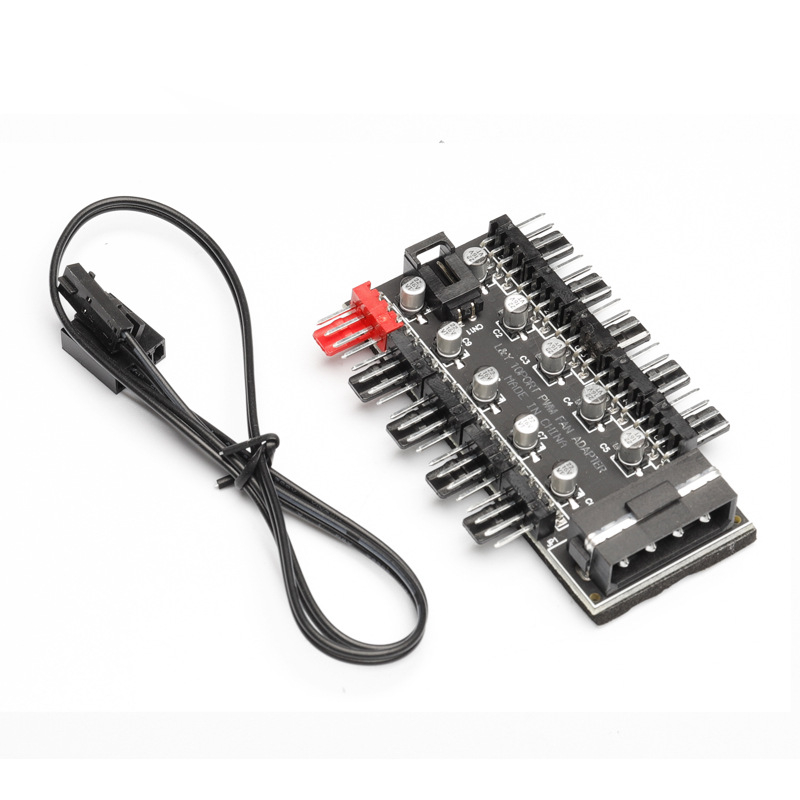 Хъб за вентилатори, 10-канален интелигентен контрол на температурата, 4-пинов PWM, захранване чрез SATA, OEM готов