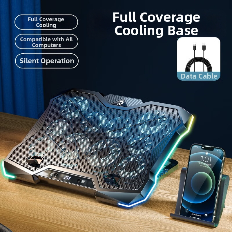 Nešiojamojo kompiuterio radiatorius su 10 ventiliatorių, oro aušinimas, ABS + plieno tinklas, 1,4 kg