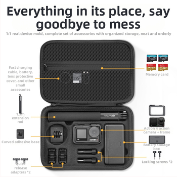 XFJI PU laikymo krepšys DJI Action3/4 veiksmo kameroms, nešiojimo per petį dizainas