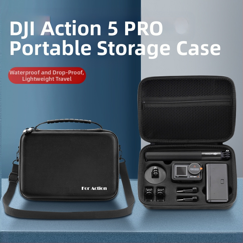 XFJI PU laikymo krepšys DJI Action3/4 veiksmo kameroms, nešiojimo per petį dizainas