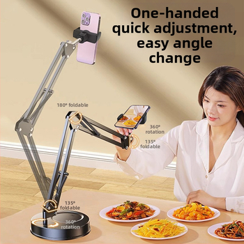 Настолен държач за мобилен телефон с кантилеверна рама, универсален, пластмасов, персонализируем