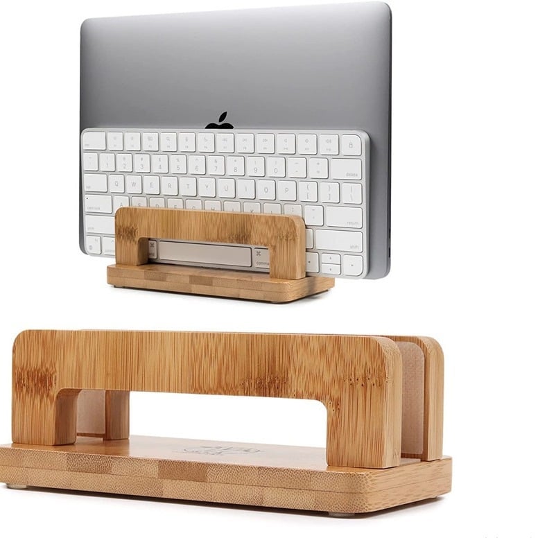 Medinis ir bambukinis nešiojamojo kompiuterio vertikalus laikiklis, išardomas dizainas, modelis Square, svoris 500 g