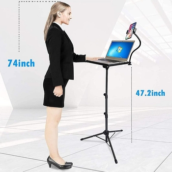 Stalak za projektor na podu s teleskopskim trokutom, metalna konstrukcija; visina 165 cm, promjer cijevi 15 mm, nosivost 15 kg