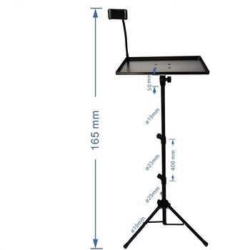 Stalak za projektor na podu s teleskopskim trokutom, metalna konstrukcija; visina 165 cm, promjer cijevi 15 mm, nosivost 15 kg