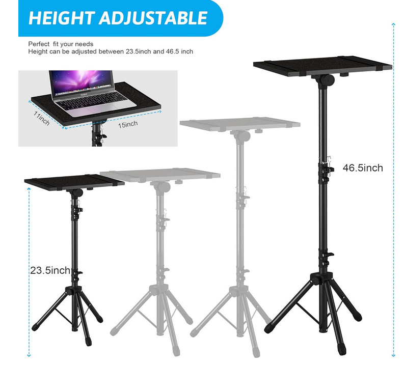 Stalak za projektor na podu s teleskopskim trokutom, metalna konstrukcija; visina 165 cm, promjer cijevi 15 mm, nosivost 15 kg