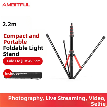 GM220 profesionalni stalak za fotografiju rasvjetu, aluminijska legura, visina 49.5–220 cm, nosivost 2.5 kg, 5 segmenata, promjer cijevi 1.3/1.6/1.9/2.2/2.5 cm