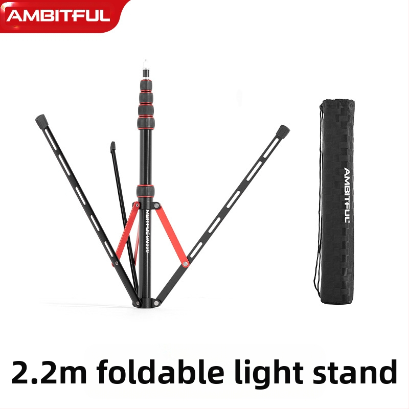 GM220 profesionalni stalak za fotografiju rasvjetu, aluminijska legura, visina 49.5–220 cm, nosivost 2.5 kg, 5 segmenata, promjer cijevi 1.3/1.6/1.9/2.2/2.5 cm