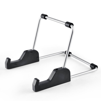 Planšetinio laikiklio TS-02, plastiko/aliuminio konstrukcija, dvipusė stalinė laikykla, suderinama su iPad, iPad Mini, iPad 2/3/4, svoris 0,14 kg