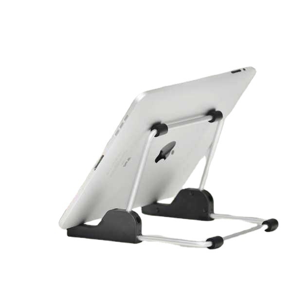 Planšetinio laikiklio TS-02, plastiko/aliuminio konstrukcija, dvipusė stalinė laikykla, suderinama su iPad, iPad Mini, iPad 2/3/4, svoris 0,14 kg