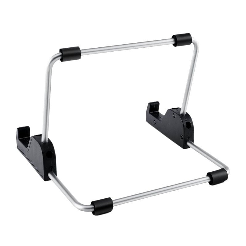 Planšetinio laikiklio TS-02, plastiko/aliuminio konstrukcija, dvipusė stalinė laikykla, suderinama su iPad, iPad Mini, iPad 2/3/4, svoris 0,14 kg