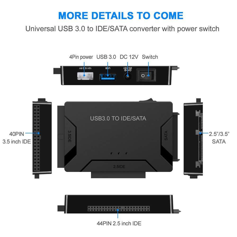USB 3.0 σε SATA/IDE αντάπτορας καλώδιο AY58ide, χαλκώδης αγωγός, μήκος 0,5 μm, για PC