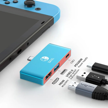 Type-C į HDMI laidą Nintendo Switch, 4K vaizdo išvestis, 5Gbps perdavimo greitis, nereikia išorinio maitinimo, 1–3 šakos, OEM palaikymas, spalvinga pakuotė.