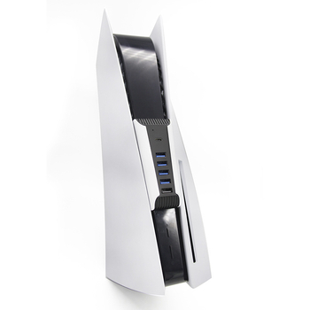 PS5 USB hub plėtinys su 4 USB 2.0 prievitais, 1 USB 3.0 prievitu ir 1 USB-C prievitu; be išorinio maitinimo; svoris 52,3 g