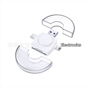 FD-W57 Apvalus kortelių skaitytuvas su OTG, USB-C ir USB Micro, SD/TF