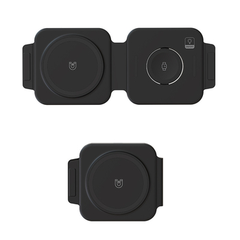 MagSafe 2-in-1 sulankstomas belaidis greito įkroviklis Apple ir Huawei laikrodžiams; Qi sertifikuotas, 15W maksimali galia, magnetinė įkrova, QC3.0