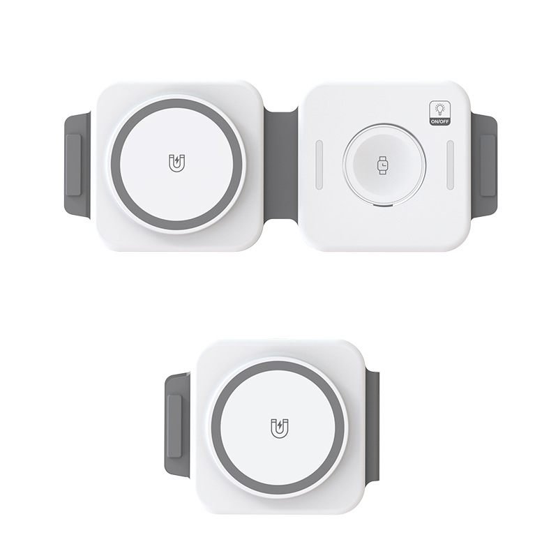 MagSafe 2-in-1 sulankstomas belaidis greito įkroviklis Apple ir Huawei laikrodžiams; Qi sertifikuotas, 15W maksimali galia, magnetinė įkrova, QC3.0