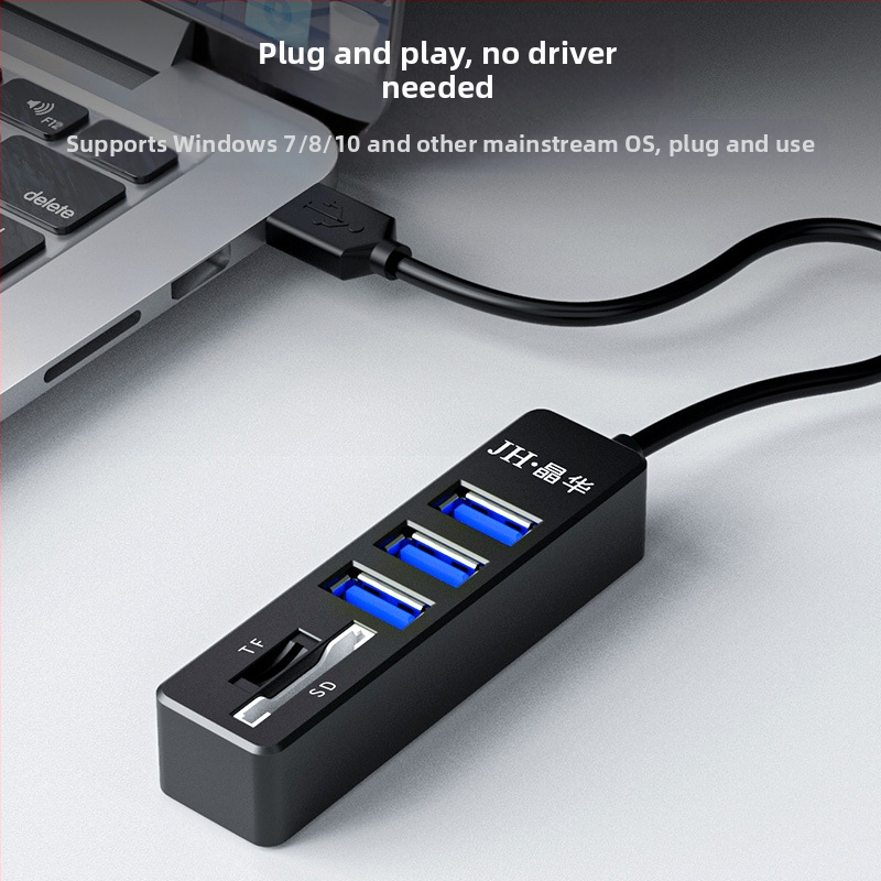 USB 5-в-1 четец за карти и HUB за лаптоп, SD/TF поддръжка, USB 2.0, външен монтаж, модел Z303