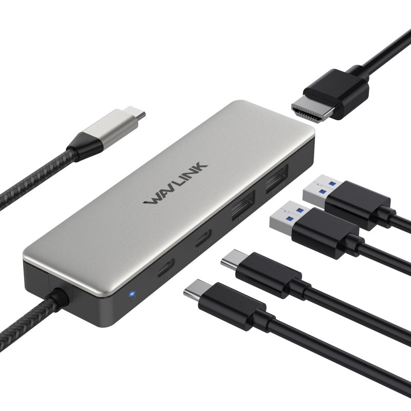 4-prievodų USB-C hub`as su 4K@60Hz vaizdu, 85W įkrovimas, USB 3.1 10Gbps — modelis UHP3415