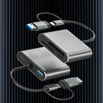 Mega-meaning ZY-01 USB 3.0 daugiafunkcinis kortelių skaitytuvas SD/TF, aliuminio/ABS korpusas