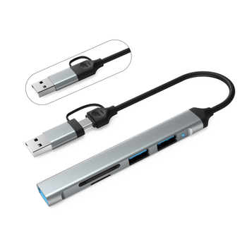 USB-C 4-prievadų hub USB 3.0, iki 5 Gbps, be išorinio maitinimo