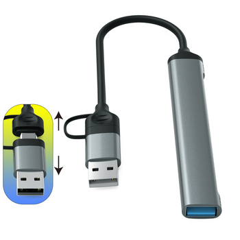 USB-C 4-prievadų hub USB 3.0, iki 5 Gbps, be išorinio maitinimo