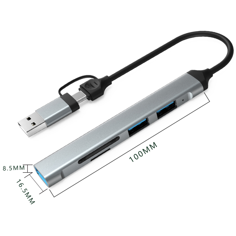 USB-C 4-prievadų hub USB 3.0, iki 5 Gbps, be išorinio maitinimo