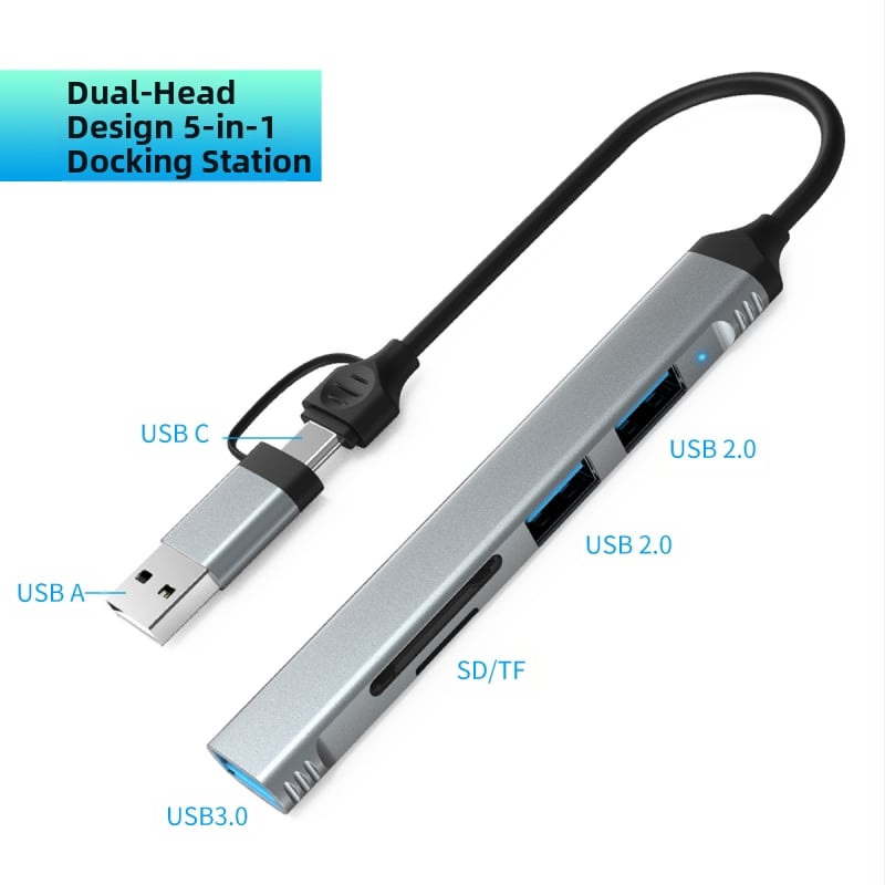USB-C 4-prievadų hub USB 3.0, iki 5 Gbps, be išorinio maitinimo